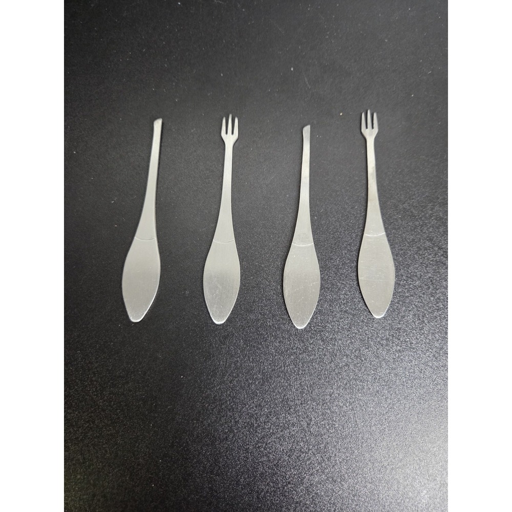 Stainless Steel Cocktail Fork & Spreader Set 4 Pc Appetizer Charcuterie Utensils
